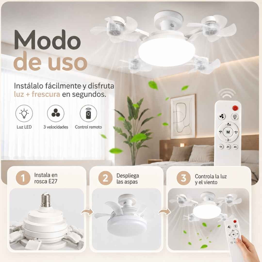 Lámpara Ventilador de Techo - Refresca e Ilumina Tu Espacio