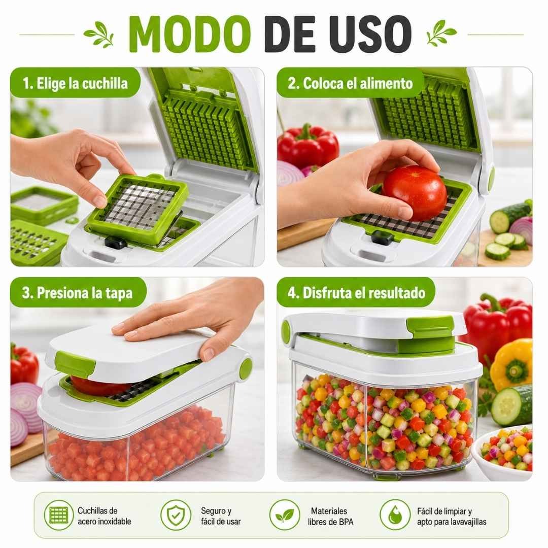 PICADOR DE FRUTAS Y VERDURAS MULTIFUNCIONAL 16 EN 1