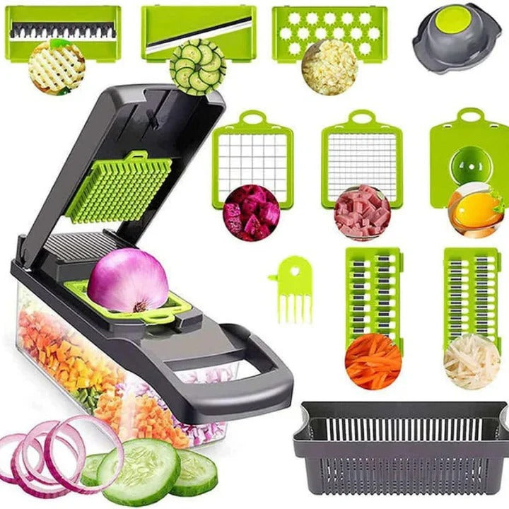 PICADOR DE FRUTAS Y VERDURAS MULTIFUNCIONAL 16 EN 1