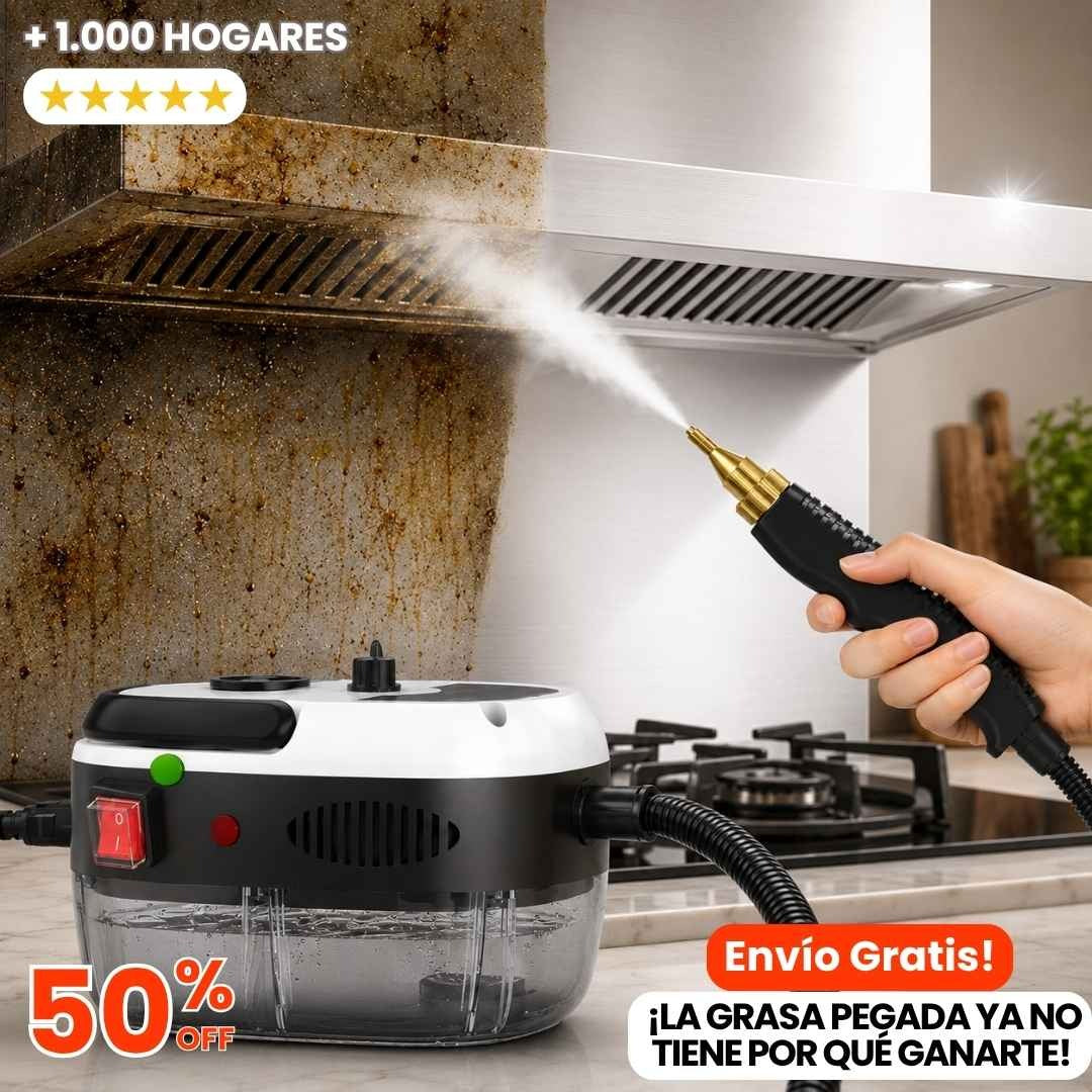 Limpiador a Vapor Multifuncional - Limpia la Grasa y Suciedad "Imposible" en Segundos