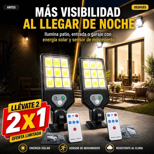 Lampara Reflector Led Con Panel Solar - Oferta X2 Hogar Protegido y Vigilado