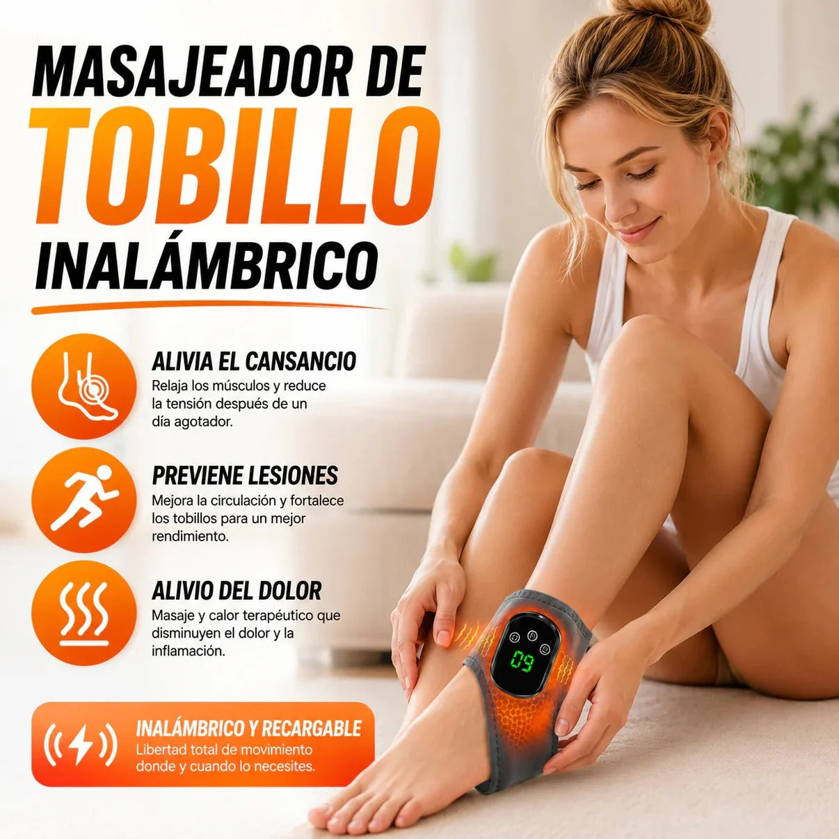 MASAJEADOR DE TOBILLO INALÁMBRICO – Después de tanto movimiento, el cuerpo pide descanso