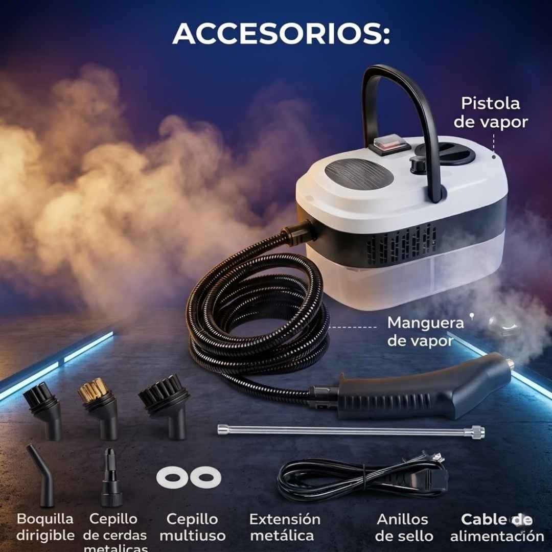 Limpiador a Vapor Multifuncional - Limpia la Grasa y Suciedad "Imposible" en Segundos