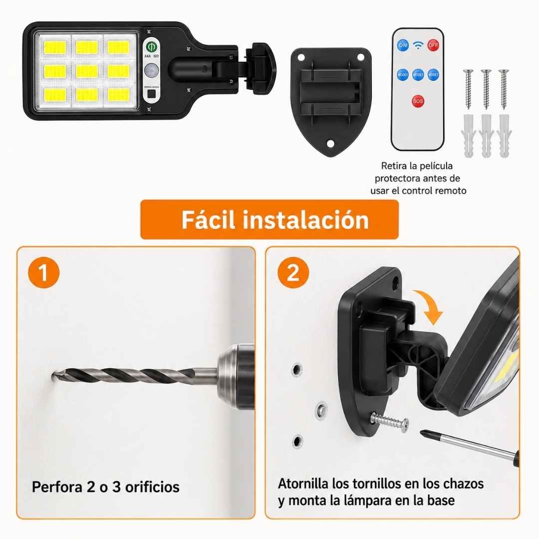Lampara Reflector Led Con Panel Solar - Oferta X2 Hogar Protegido y Vigilado