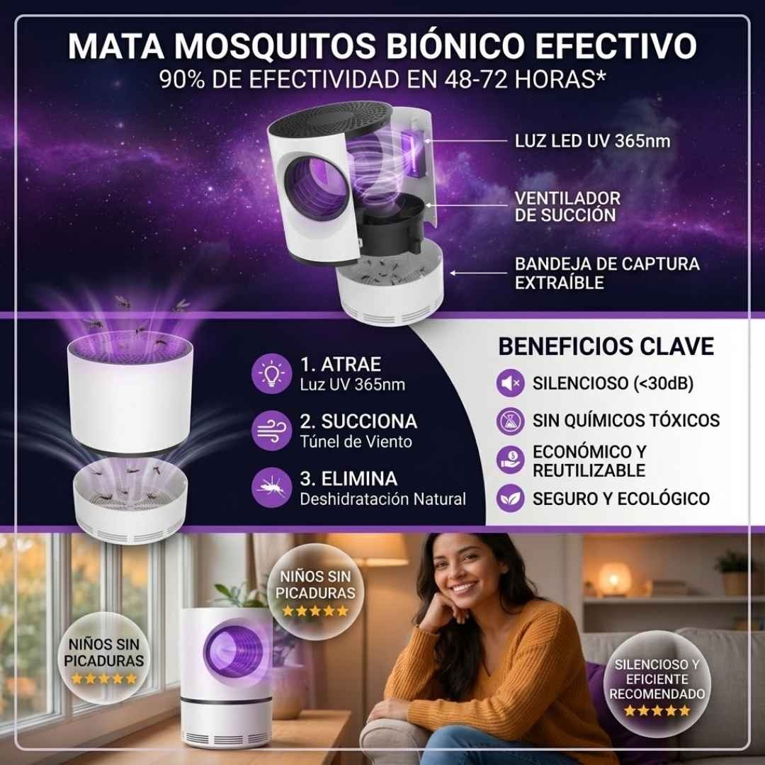 LAMPARA MATAMOSQUITOS LUZ UV: TU FAMILIA DESCANSA SEGURA Y TRANQUILA