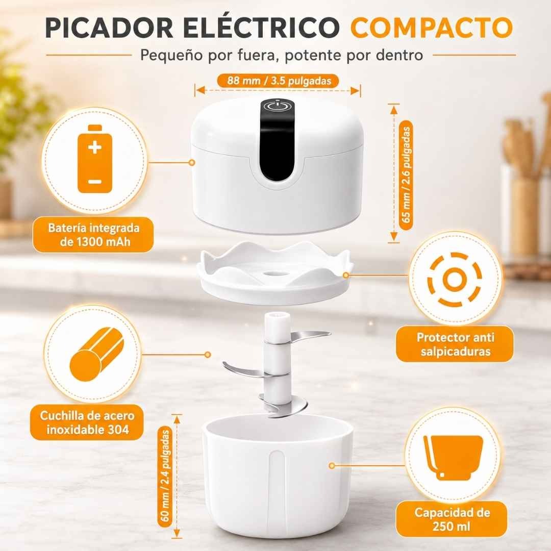 Mini Picador Portátil Eléctrico: Tus Alimentos a Tiempo, Tu Cocina Limpia